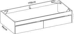 Letto singolo moderno rovere e bianco 194x95cm adatto per materasso 90x190 cm - Neki