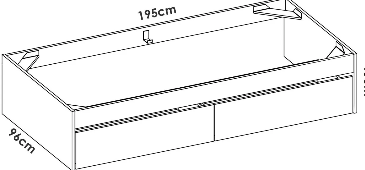 Letto singolo moderno rovere e bianco 194x95cm adatto per materasso 90x190 cm - Neki