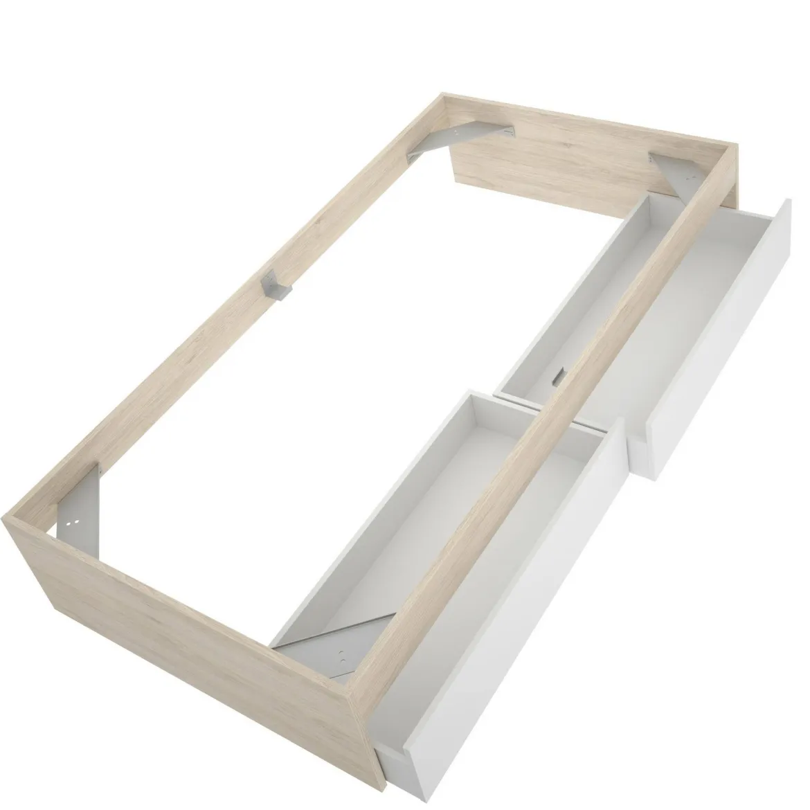 Letto singolo moderno rovere e bianco 194x95cm adatto per materasso 90x190 cm - Neki
