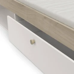 Letto singolo moderno rovere e bianco opaco 124x226cm adatto per materasso 90x200 cm - Wali