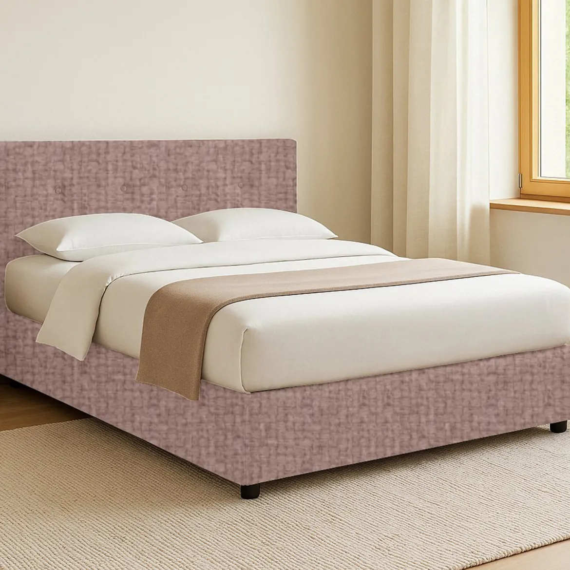 Letto Singolo Rosa Antico Sfoderabile Contenitore, Dimensione Materasso 90x190 cm - Fiumalbo