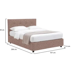 Letto Singolo Rosa Antico Sfoderabile Contenitore, Dimensione Materasso 90x190 cm - Fiumalbo
