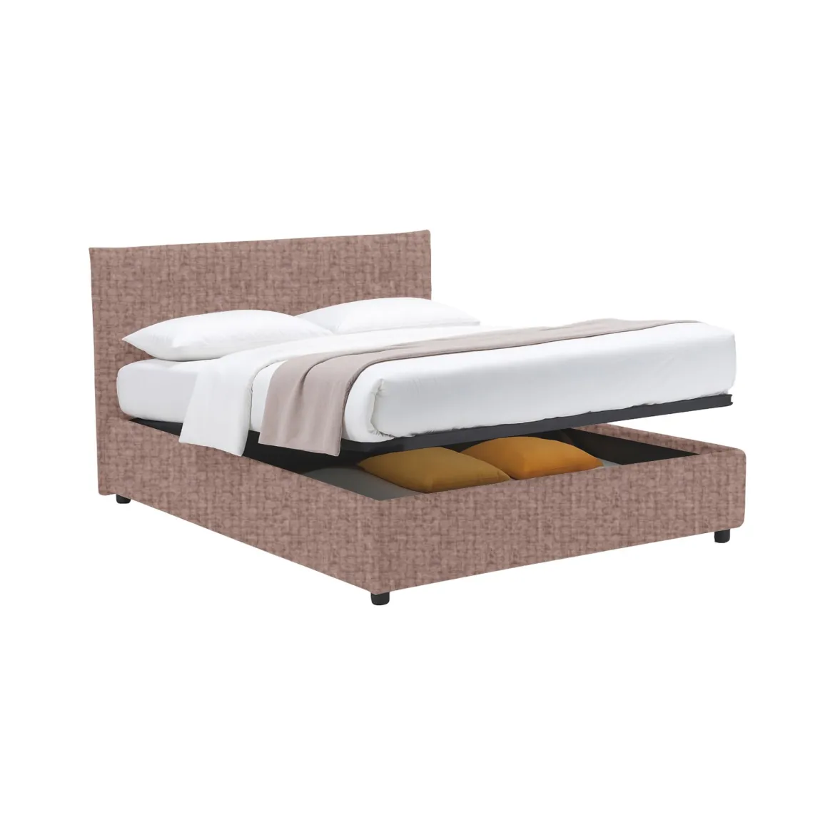 Letto Singolo Rosa Antico Sfoderabile Contenitore, Dimensione Materasso 90x190 cm - Fiumalbo