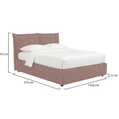 Letto Singolo Rosa Antico Sfoderabile Contenitore, Dimensione Materasso 90x190 cm - Rosora