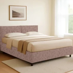 Letto Singolo Rosa Antico Sfoderabile Contenitore, Dimensione Materasso 90x200 cm - Nocara