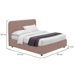 Letto Singolo Rosa Antico Sfoderabile Contenitore, Dimensione Materasso 90x200 cm - Serrone