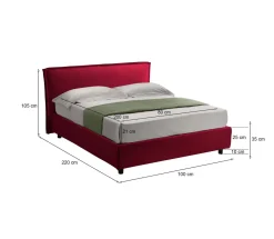 Letto Singolo Rosso Materasso Incluso Sfoderabile, Contenitore Made in Italy - Brendola
