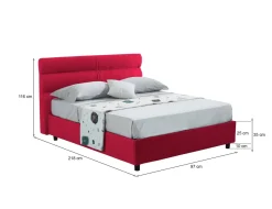 Letto Singolo Rosso Sfoderabile Contenitore, Dimensione Materasso 80x190 cm Made in Italy - Brez