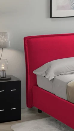 Letto Singolo Rosso Sfoderabile Contenitore, Dimensione Materasso 80x200 cm Made in Italy - Bruino