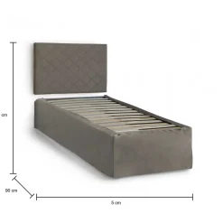 Letto singolo tortora 5x90cm rete inclusa - Accu