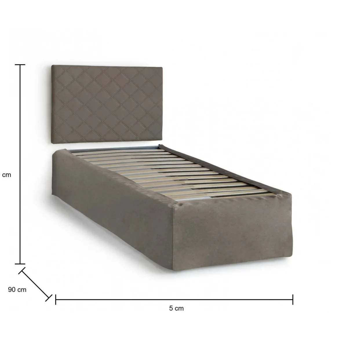 Letto singolo tortora 5x90cm rete inclusa - Accu