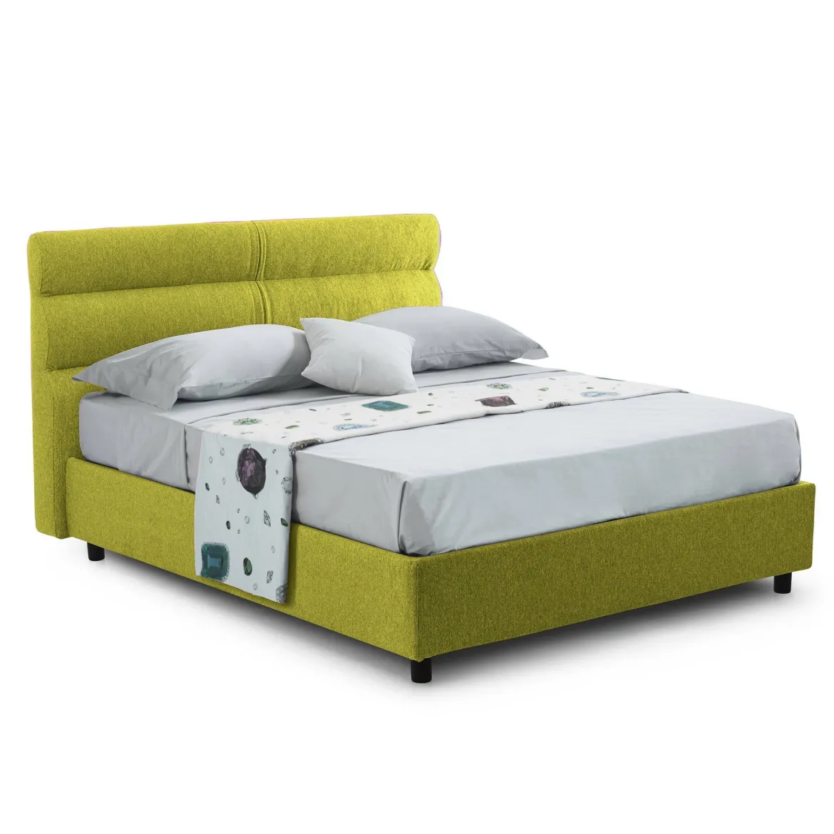 Letto Singolo Verde Materasso Incluso Sfoderabile, Contenitore Made in Italy - Adalpina