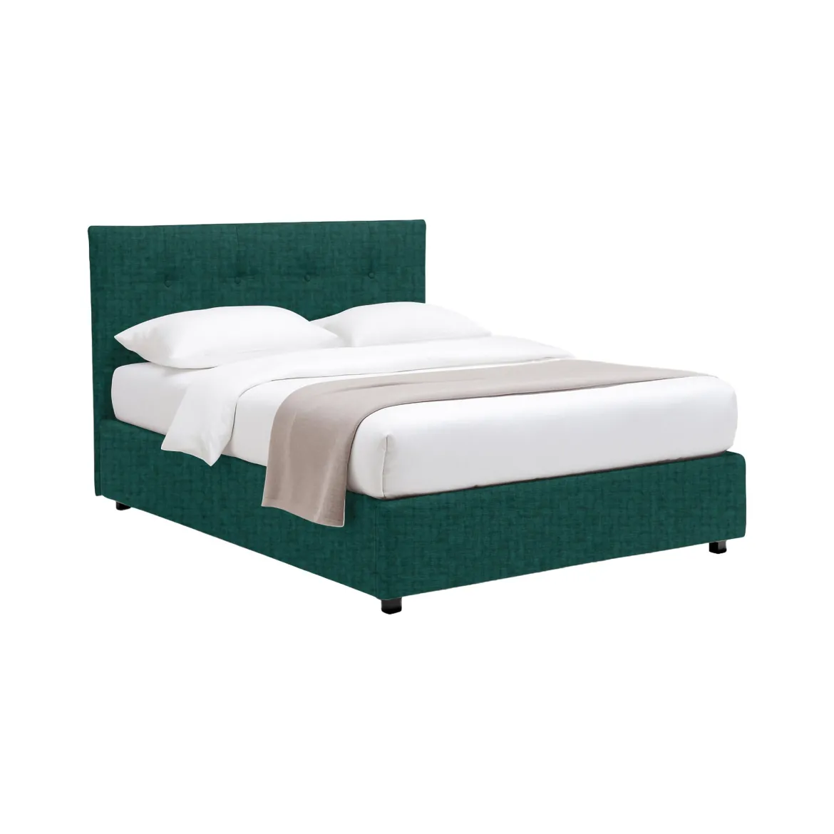 Letto Singolo Verde Petrolio Sfoderabile Contenitore, Dimensione Materasso 90x190 cm - Fiumalbo