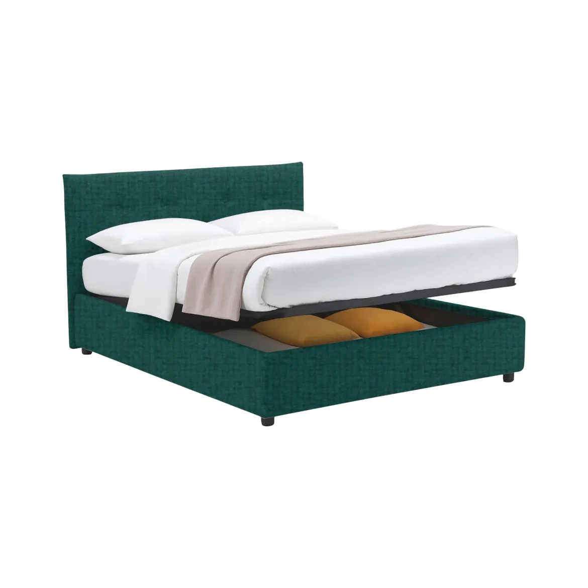 Letto Singolo Verde Petrolio Sfoderabile Contenitore, Dimensione Materasso 90x190 cm - Fiumalbo