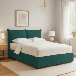 Letto Singolo Verde Petrolio Sfoderabile Contenitore, Dimensione Materasso 90x190 cm - Rosora