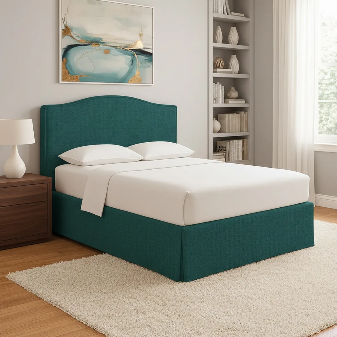 Letto Singolo Verde Petrolio Sfoderabile Contenitore, Dimensione Materasso 90x200 cm - Iudica