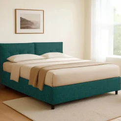 Letto Singolo Verde Petrolio Sfoderabile Contenitore, Dimensione Materasso 90x200 cm - Nocara
