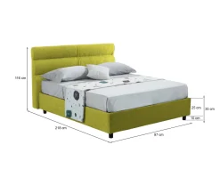 Letto Singolo Verde Sfoderabile Contenitore, Dimensione Materasso 80x190 cm Made in Italy - Brez