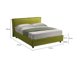 Letto Singolo Verde Sfoderabile Contenitore, Dimensione Materasso 80x190 cm Made in Italy - Brusson