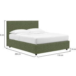 Letto Singolo Verde Sfoderabile Contenitore, Dimensione Materasso 90x190 cm - Racines