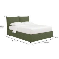 Letto Singolo Verde Sfoderabile Contenitore, Dimensione Materasso 90x190 cm - Sinio