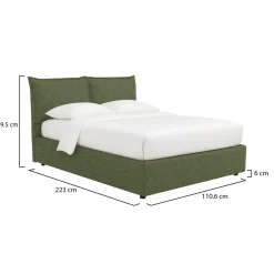Letto Singolo Verde Sfoderabile Contenitore, Dimensione Materasso 90x200 cm - Lapedona