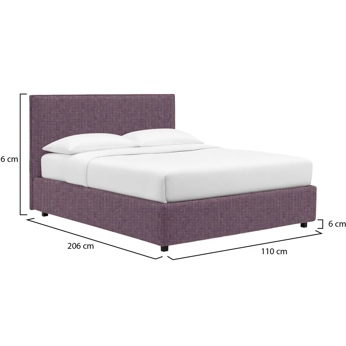Letto Singolo Viola Lilla Sfoderabile Contenitore, Dimensione Materasso 90x190 cm - Racines