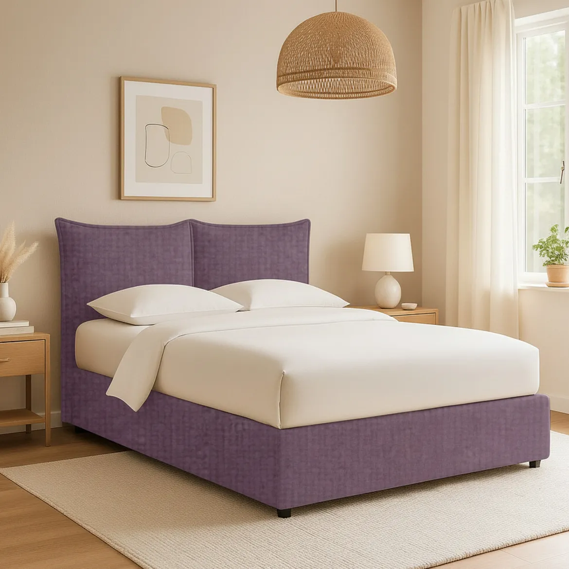 Letto Singolo Viola Lilla Sfoderabile Contenitore, Dimensione Materasso 90x190 cm - Sinio