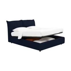 Letto Singolo Viola Scuro Sfoderabile Contenitore, Dimensione Materasso 90x190 cm - Rosora