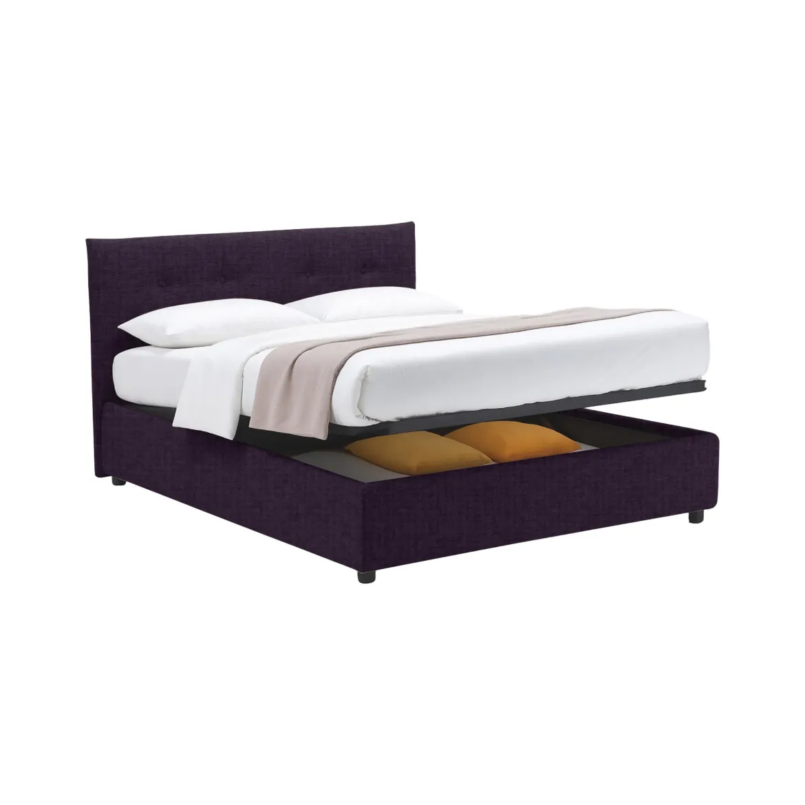 Letto Singolo Viola Sfoderabile Contenitore, Dimensione Materasso 90x190 cm - Fiumalbo