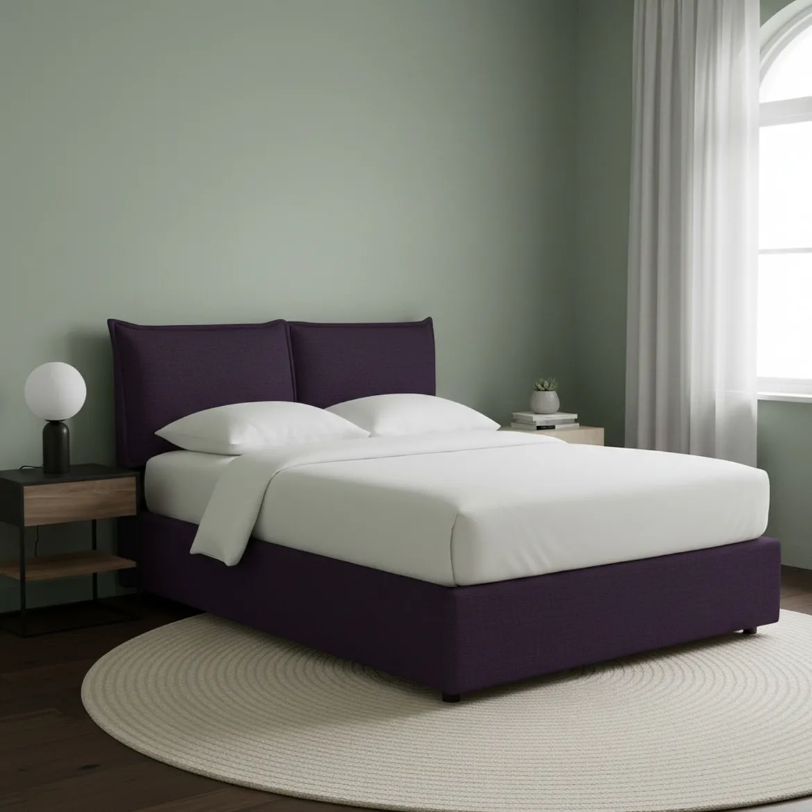Letto Singolo Viola Sfoderabile Contenitore, Dimensione Materasso 90x190 cm - Rosora