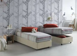 Letto una piazza contenitore beige 105x215cm adatto per materasso 90x200 cm - Alison