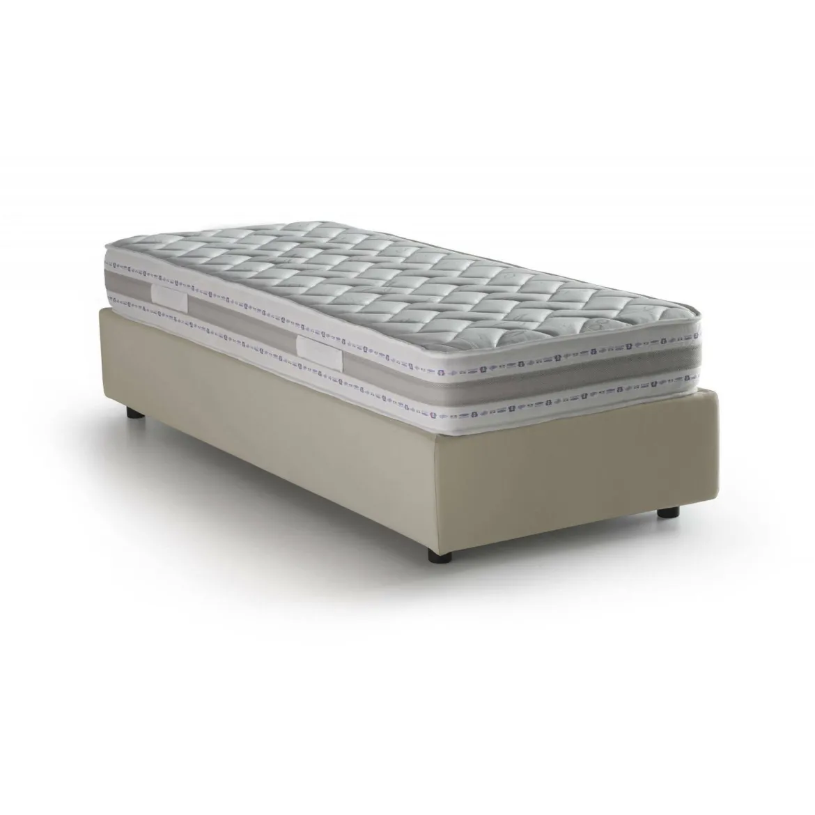 Letto una piazza contenitore beige 105x215cm adatto per materasso 90x200 cm - Alison