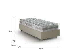 Letto una piazza contenitore beige 105x215cm adatto per materasso 90x200 cm - Alison