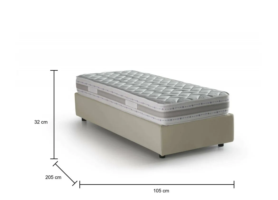 Letto una piazza contenitore beige 105x215cm adatto per materasso 90x200 cm - Alison