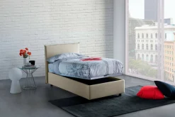 Letto una piazza contenitore beige 105x215cm adatto per materasso 90x200 cm - Alison