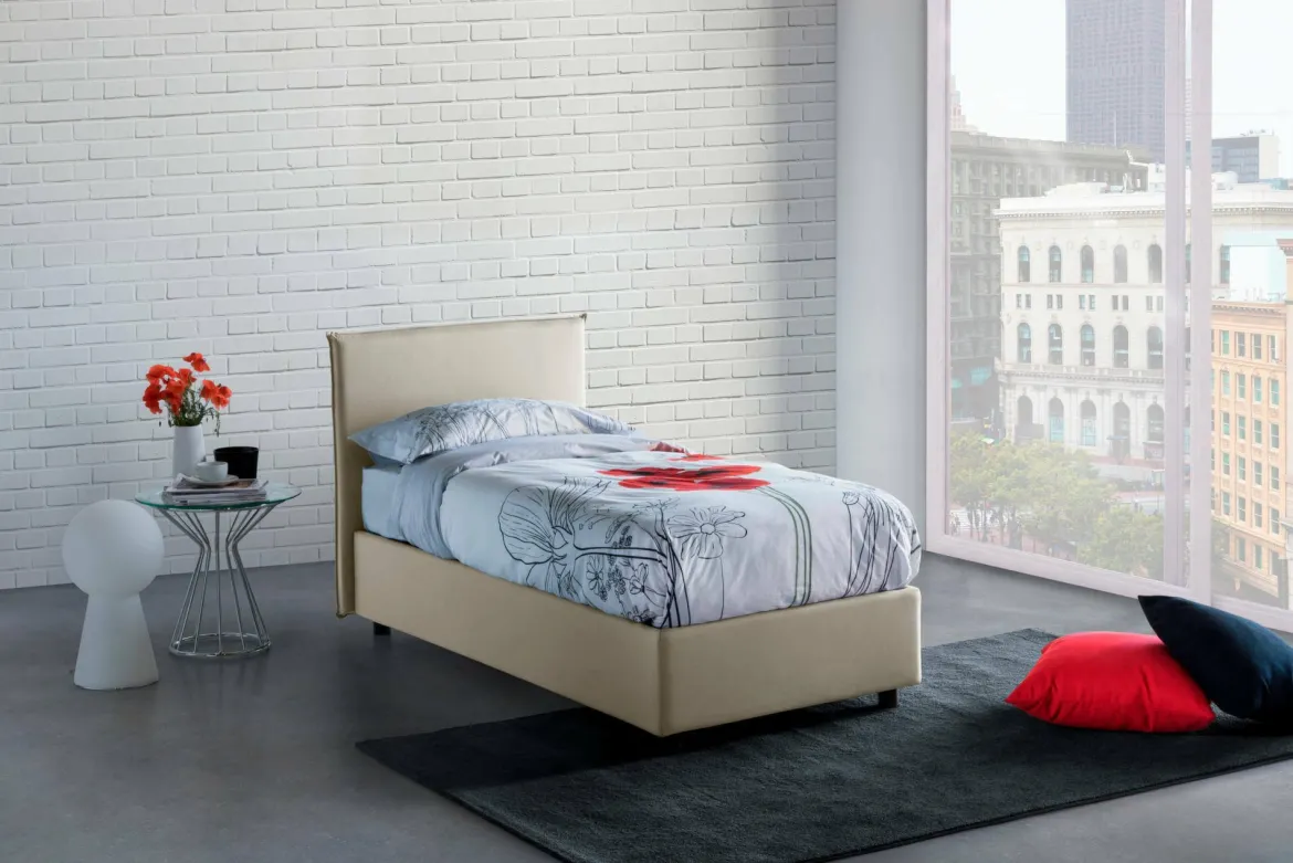 Letto una piazza contenitore beige 95x215cm comodo - Ancara