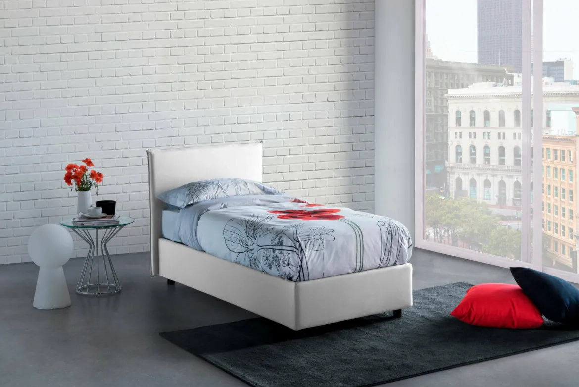 Letto una piazza contenitore bianco 105x205cm moderno - Ajan