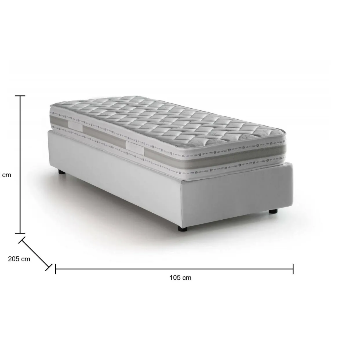 Letto una piazza contenitore bianco 105x205cm rivestimento in tessuto - Addison