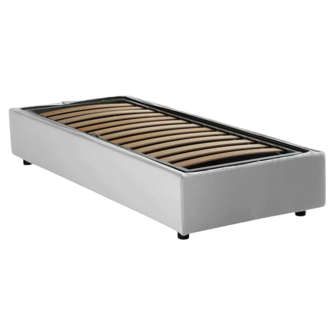 Letto una piazza contenitore bianco 105x205cm rivestimento in tessuto - Addison