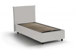 Letto una piazza contenitore bianco 105x215cm rivestito in ecopelle - ArtemisiaI