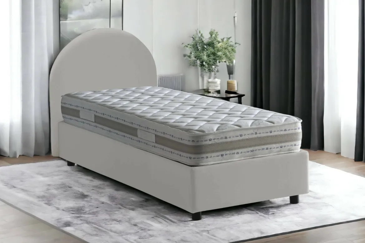 Letto una piazza contenitore bianco 95x205cm sfoderabile - Cirilla
