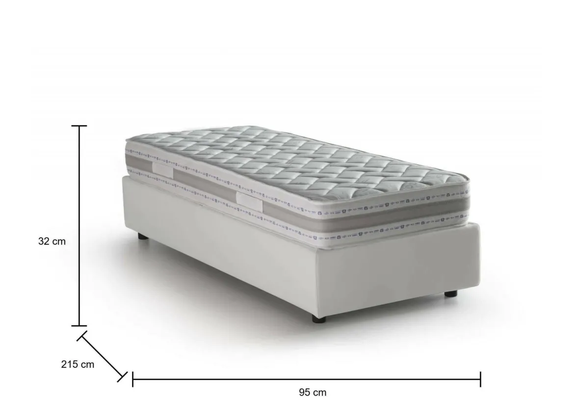 Letto una piazza contenitore bianco 95x215cm comfort - Boudicca