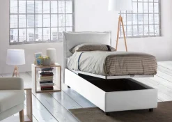 Letto una piazza contenitore bianco 95x215cm comodo - Azzurrino