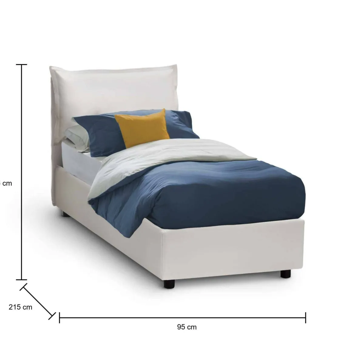 Letto una piazza contenitore bianco 95x215cm moderno - Shana
