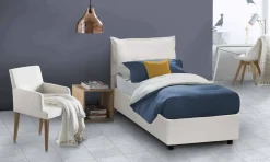 Letto una piazza contenitore bianco 95x215cm sfoderabile - Ava