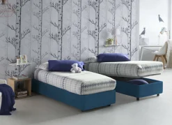Letto una piazza contenitore blu 105x215cm rivestimento in tessuto - Aribal
