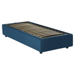 Letto una piazza contenitore blu 95x215cm rivestimento in tessuto - Avova