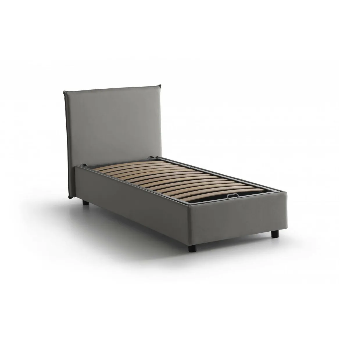 Letto una piazza contenitore grigio 105x215cm materasso incluso - Alison