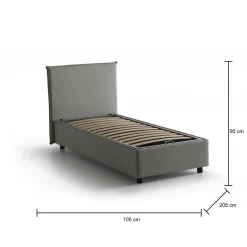Letto una piazza contenitore grigio 105x215cm materasso incluso - Alison
